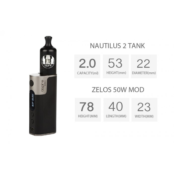 Aspire Zelos 50W Kit 2500mah  en uygun fiyatlar ile eliptod.com da! Aspire Zelos 50W Kit 2500mah özellikleri, fiyatı, incelemesi, yorumları ve taksit seçenekleri için hemen tıklayın!