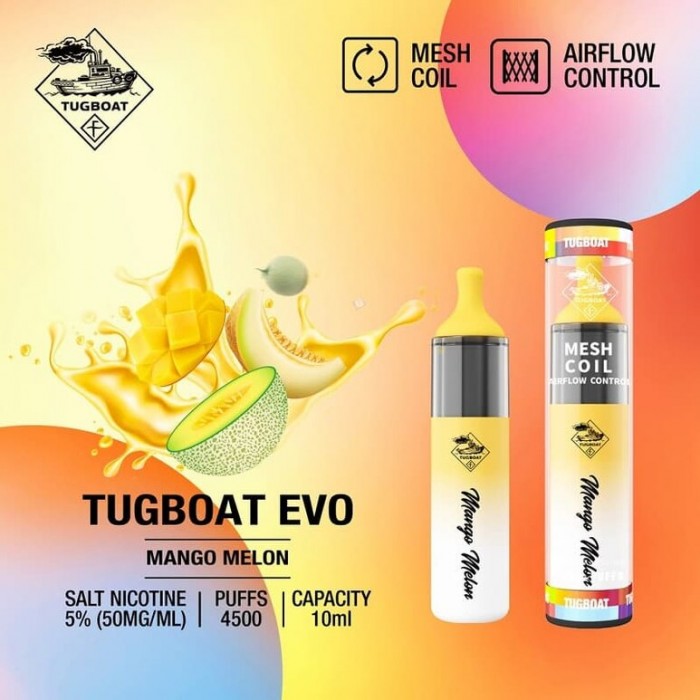 Tugboat Evo 4500 Mango Melon  en uygun fiyatlar ile eliptod.com da! Tugboat Evo 4500 Mango Melon özellikleri, fiyatı, incelemesi, yorumları ve taksit seçenekleri için hemen tıklayın!