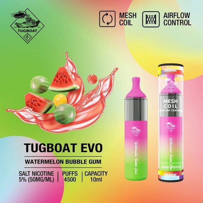 Tugboat Evo 4500 Watermelon Bubblegum  en uygun fiyatlar ile eliptod.com da! Tugboat Evo 4500 Watermelon Bubblegum özellikleri, fiyatı, incelemesi, yorumları ve taksit seçenekleri için hemen tıklayın!