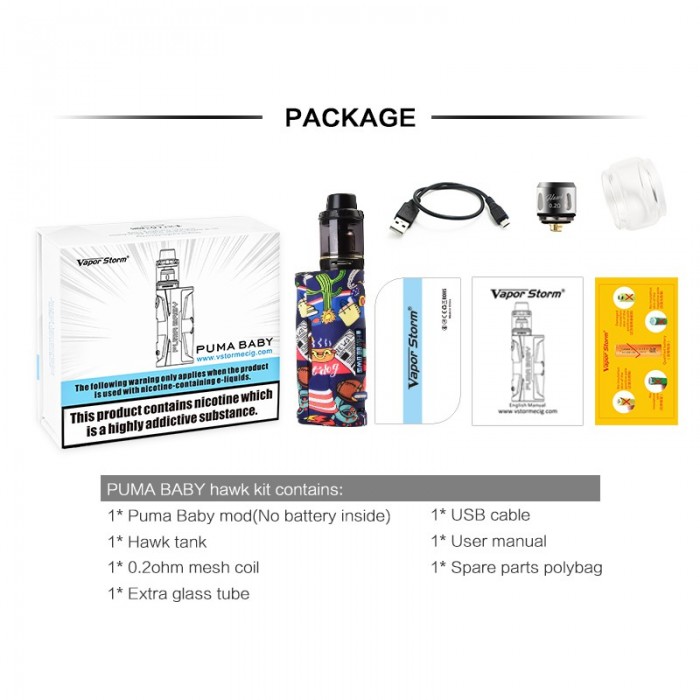 Vapor Storm Puma Baby 80 W Elektronik Sigara Kit  en uygun fiyatlar ile eliptod.com da! Vapor Storm Puma Baby 80 W Elektronik Sigara Kit özellikleri, fiyatı, incelemesi, yorumları ve taksit seçenekleri için hemen tıklayın!